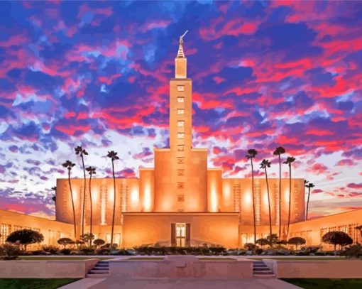 Los Angeles Temple At Sunset Diamond Painting