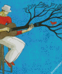 Man Playing On Guitar Tree Diamond Painting