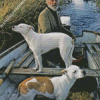 Man In Boat With Dogs Diamond Painting