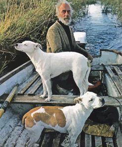 Man In Boat With Dogs Diamond Painting