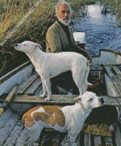 Man In Boat With Dogs Diamond Painting