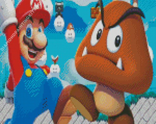 Mario And Goomba Diamond Painting