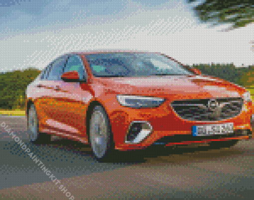 Orange Opel Insignia On Road Diamond Painting