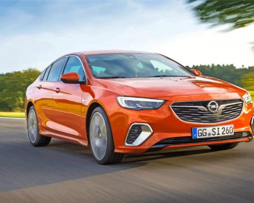 Orange Opel Insignia On Road Diamond Painting