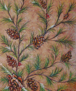 Pine Cones And Spruce Branches Diamond Painting