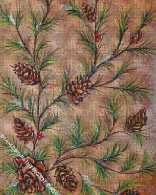 Pine Cones And Spruce Branches Diamond Painting