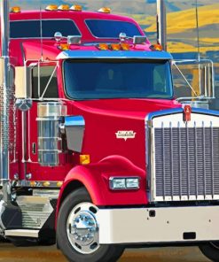 Red Kenworth Truck Diamond Painting