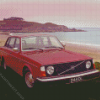 Red Volvo 240 Saloon Diamond Painting