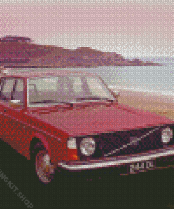 Red Volvo 240 Saloon Diamond Painting