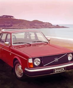 Red Volvo 240 Saloon Diamond Painting