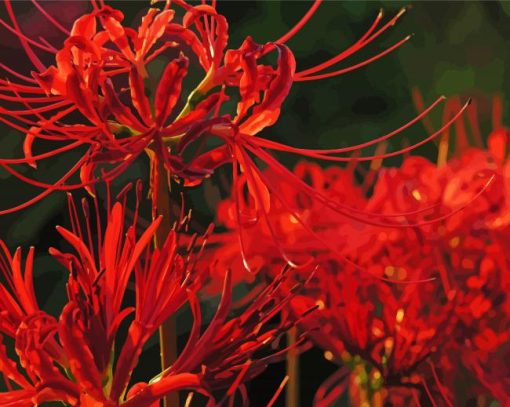 Red Spider Lily Flowers Diamond Painting