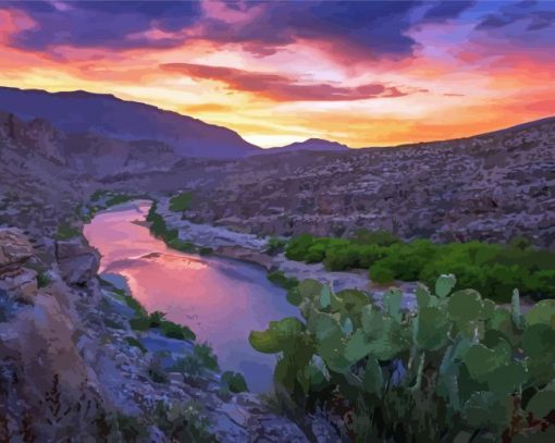 Rio Grande River At Sunset Diamond Painting