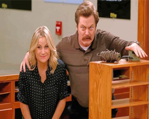 Ron Swanson And Lesile Knope Diamond Painting