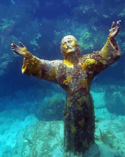 San Fruttuoso Statue Underwater Diamond Painting