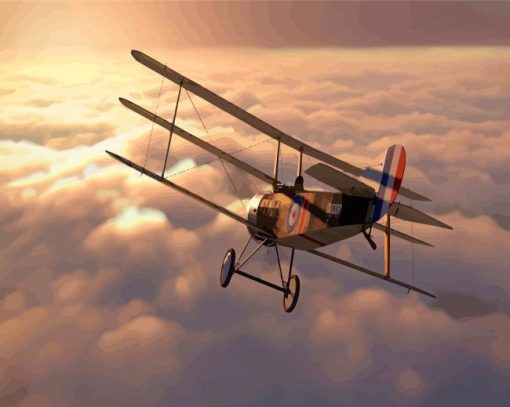 Sopwith Triplane Above Clouds Diamond Painting