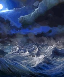 Stormy Sea At Night Art Diamond Painting