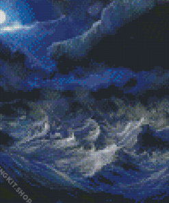 Stormy Sea At Night Art Diamond Painting