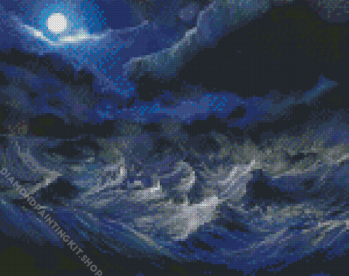 Stormy Sea At Night Art Diamond Painting