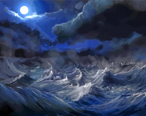 Stormy Sea At Night Art Diamond Painting