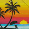 Sunset Palm Tree Diamond Painting