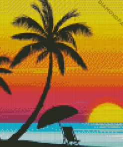 Sunset Palm Tree Diamond Painting