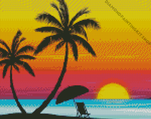 Sunset Palm Tree Diamond Painting