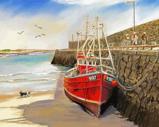 Trawler Seaside Diamond Painting