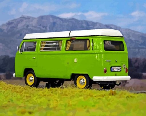 VW Van Green Color Diamond Painting