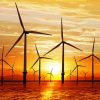 Wind Turbine Sunset Silhouette Diamond Painting