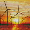 Wind Turbine Sunset Silhouette Diamond Painting