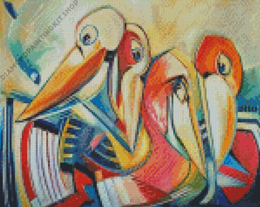 Abstract Pelicans Diamond Painting