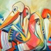 Abstract Pelicans Diamond Painting