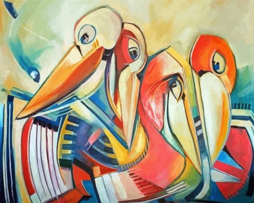 Abstract Pelicans Diamond Painting