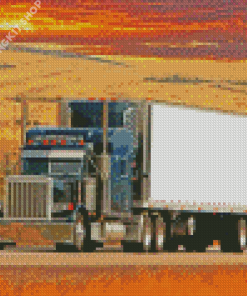 Aesthetic 18 Wheeler On Road Diamond Painting