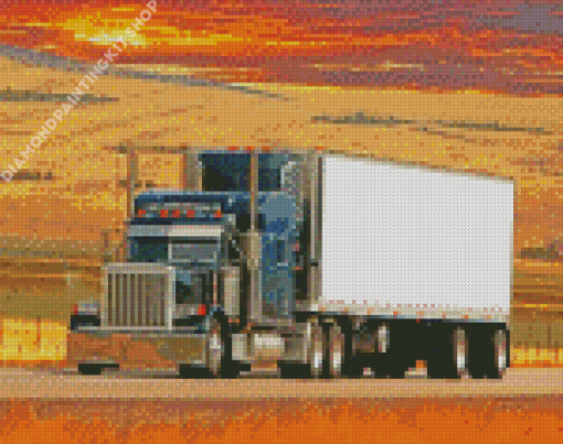 Aesthetic 18 Wheeler On Road Diamond Painting