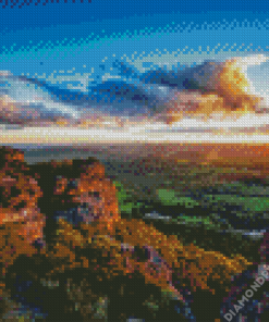 Aesthetic Blue Mountains Landscape Diamond Painting