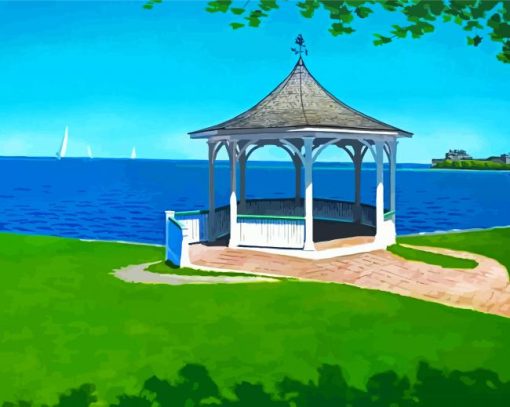 Aesthetic Gazebo By The Sea Art Diamond Painting