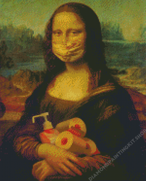 Aesthetic Monalisa With Mask And Toilet Papers Diamond Painting