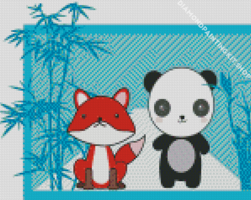 Aesthetic Panda And Fox Diamond Painting