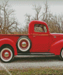 Aesthetic Red Pickup Diamond Painting