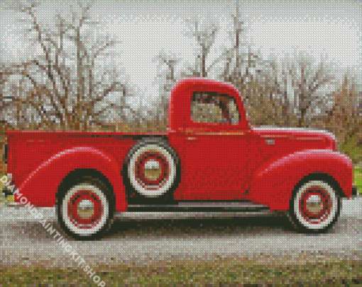 Aesthetic Red Pickup Diamond Painting