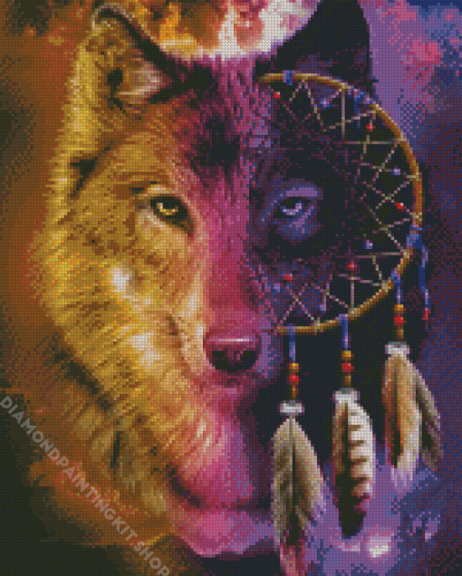 Aesthetic Wolf Dream Catcher Diamond Painting