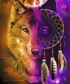 Aesthetic Wolf Dream Catcher Diamond Painting