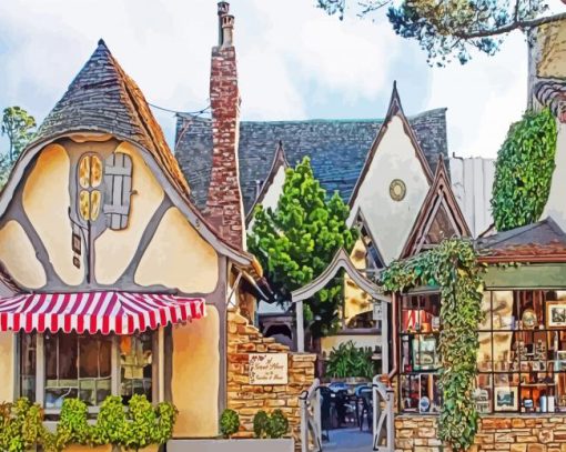 Aesthetic Carmel California Cottages Diamond Painting