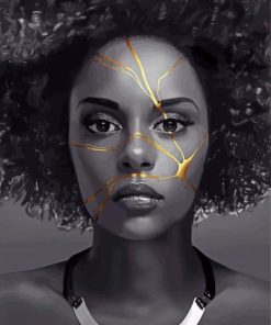 Afro Kintsugi Broken Woman Diamond Painting