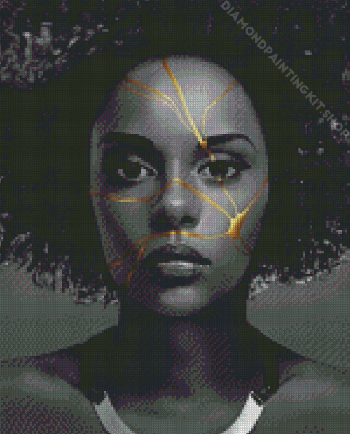 Afro Kintsugi Broken Woman Diamond Painting