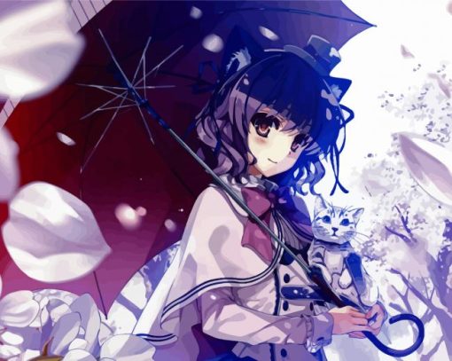 Anime Cat Umbrella Diamond Painting