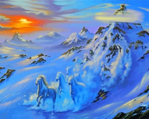 Avalanche Of Horses Art Diamond Painting