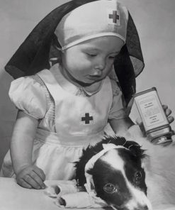 Baby Nurse With Her Dog Diamond Painting