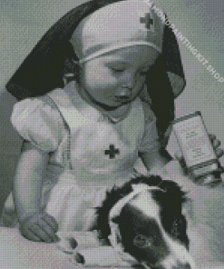 Baby Nurse With Her Dog Diamond Painting